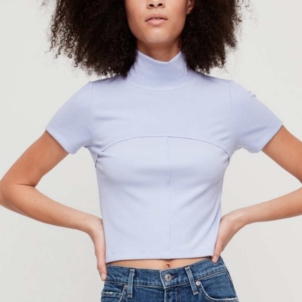 Aritzia Wilfred lilac cropped shirt / mockneck